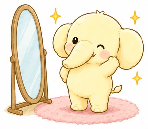 鏡を見るひまぞう